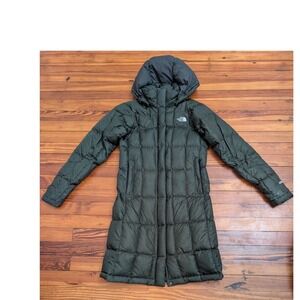 The North Face Metropolis Parka Olive Green Down Puffer Coat XS Removable Hood